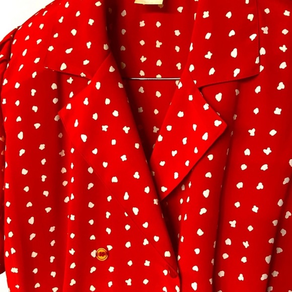 Vintage Tess Paris-Milano Red Polkadot Peplum Blouse - Picture 7 of 12